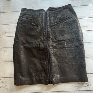 Vintage genuine, leather ladies, black zip up skirt size 9-10